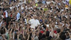 Pope Leo at the prayer service for the Vigil of Pentecost